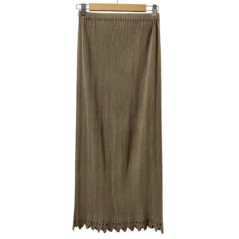 ISSEY MIYAKE イッセイミヤケ カットワーク プリーツ ロングスカート IM04FG614 サイズ2 グレージュ レディース 古着