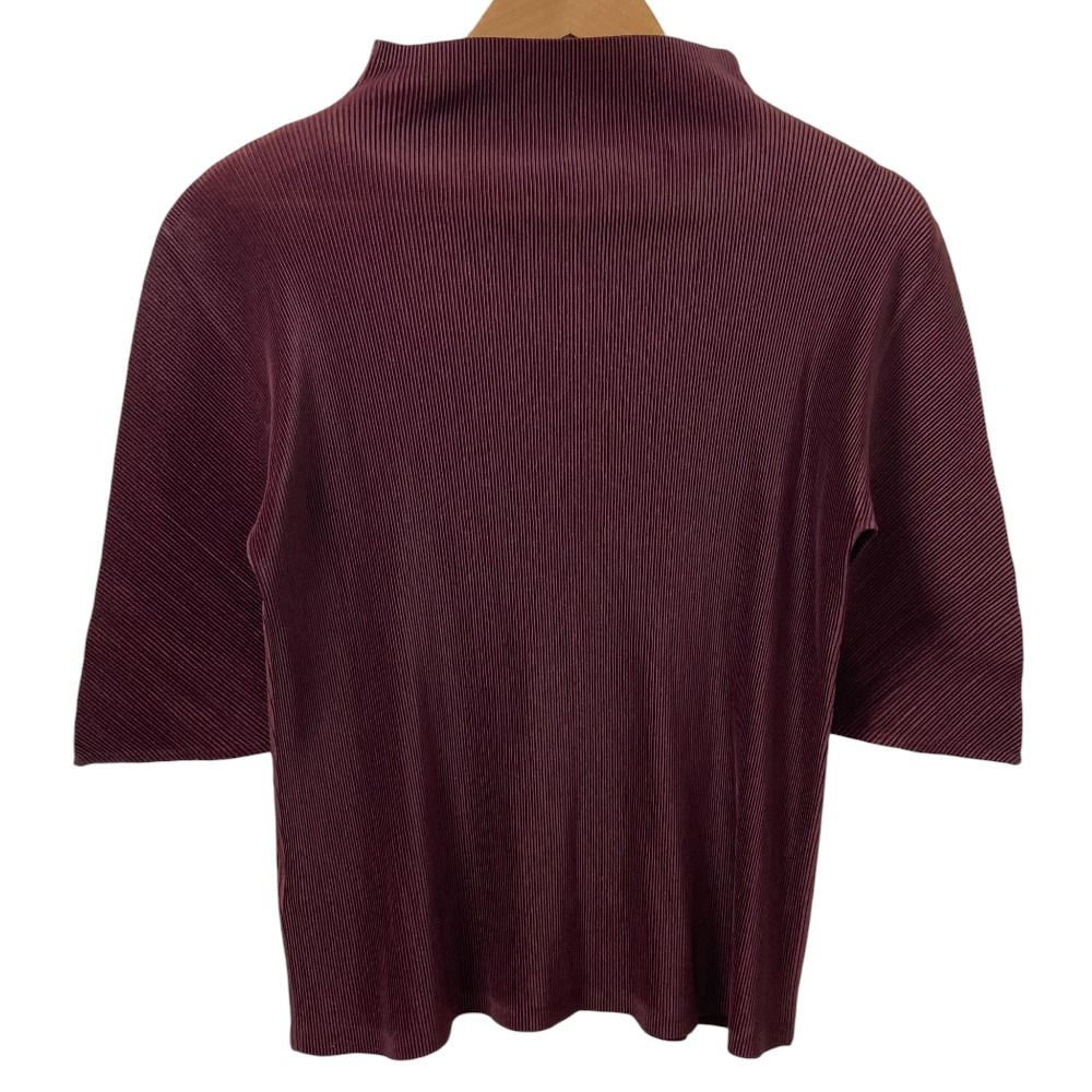 PLEATS PLEASE ISSEY MIYAKE プリーツプリーズ イッセイミヤケ ボトルネック ハーフスリーブ カットソー PP53FK323 3 ボルドー レディース 古着