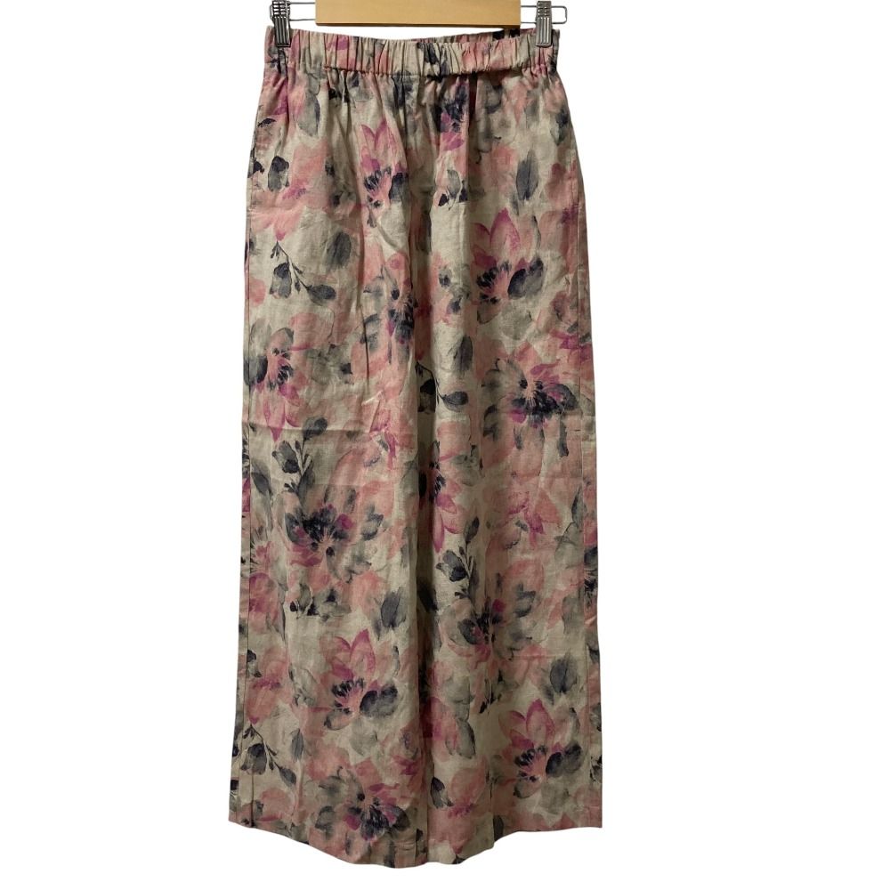 25SS kagure URBAN RESEARCH カグレ アーバンリサーチ コットンリネンプリント イージーパンツ サイズF ピンク レディース 古着