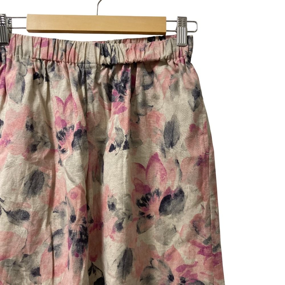 25SS kagure URBAN RESEARCH カグレ アーバンリサーチ コットンリネンプリント イージーパンツ サイズF ピンク レディース 古着