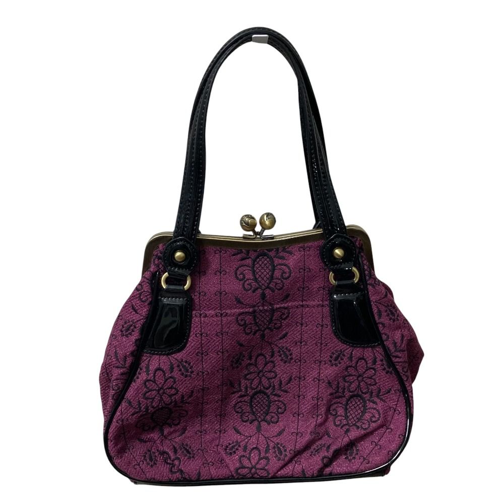 ANNA SUI アナスイ ツイード パテント エンブロイダリー トートバッグ パープル レディース 古着