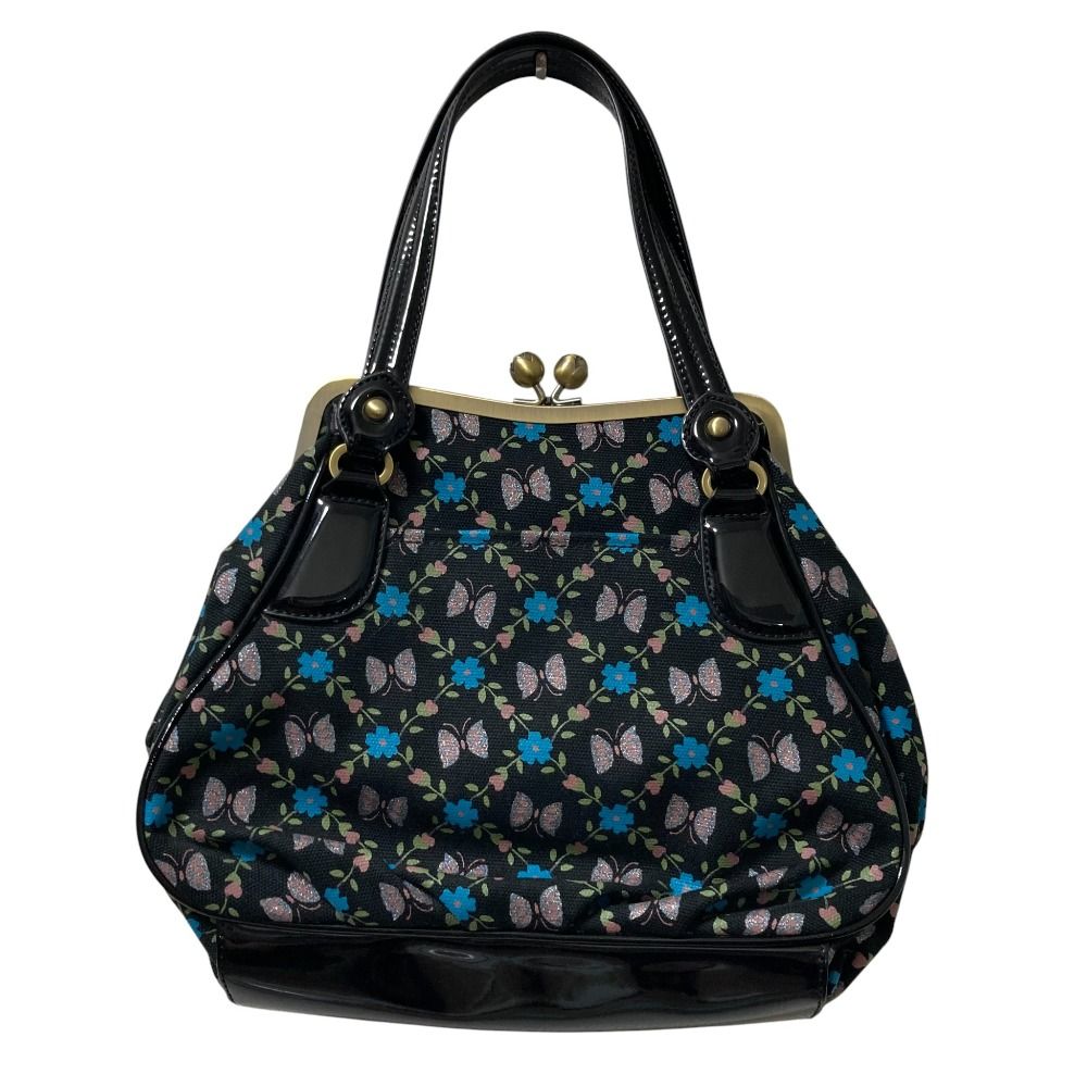 ANNA SUI アナスイ バタフライプリント キャンバス トートバッグ ブラック レディース 古着