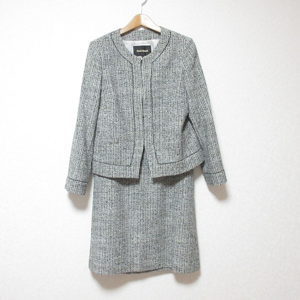 美品 Paul Stuart ポールスチュアート ツイード ノーカラージャケット