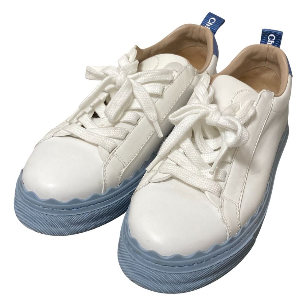 Chloe クロエ LAUREN ローカット レザースニーカー サイズ38 約24 cm ホワイト レディース 古着