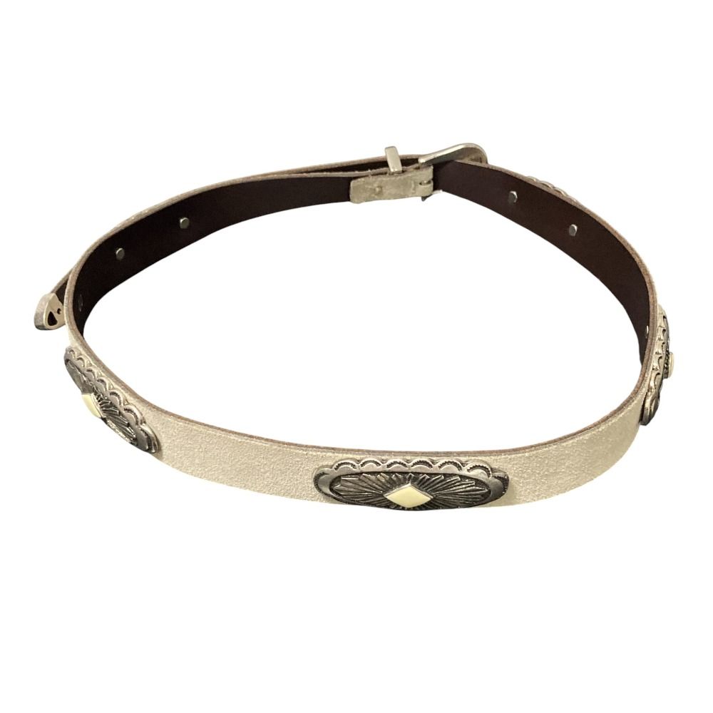 PUNTOVITA プントヴィータ コンチョ スウェードレザーベルト グレージュ レディース 古着