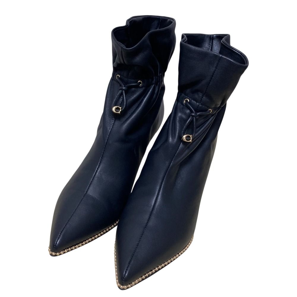 COACH コーチ CHRISSY LTHR BOOTIE ショートブーツ ブーティ C 5910 サイズ7 約24 cm ブラック レディース 古着