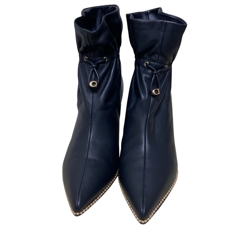 COACH コーチ CHRISSY LTHR BOOTIE ショートブーツ ブーティ C 5910 サイズ7 約24 cm ブラック レディース 古着