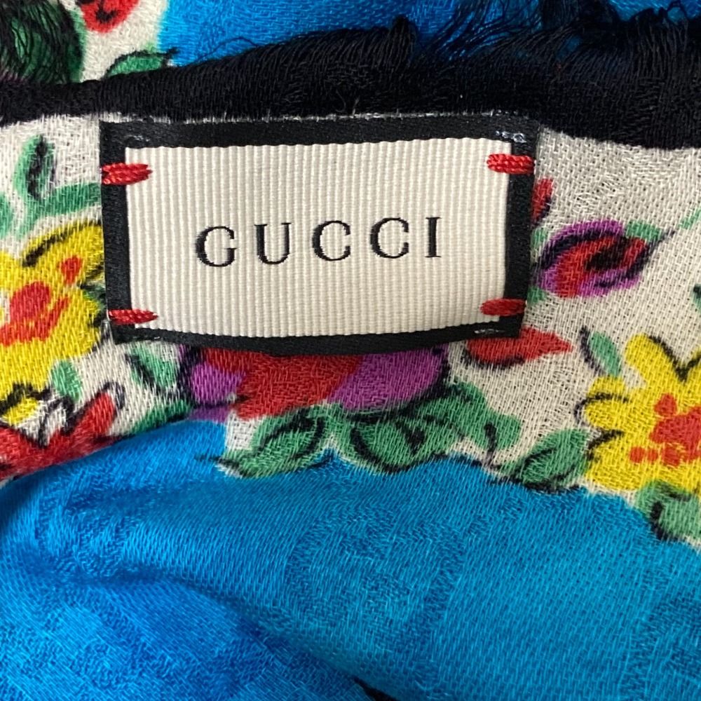 良品 GUCCI グッチ シェブロン フラワー GG 大判ストール ショール