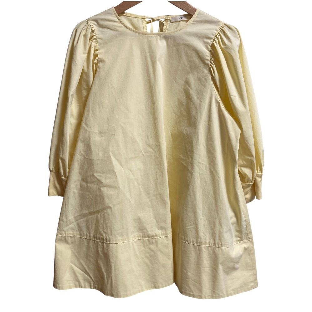 22SS yori ヨリ ランタンAラインブラウス ハーフスリーブ プルオーバー YR2221-052SM サイズF イエロー レディース 古着
