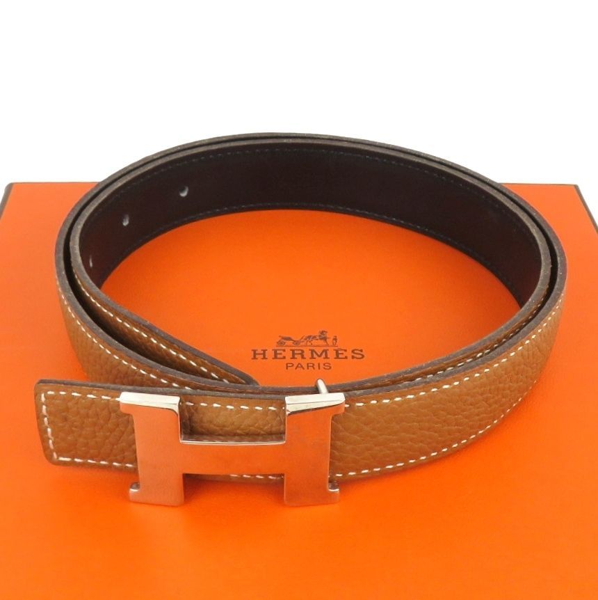 HERMES エルメス コンスタンス シルバーカラー Hバックル ブラウンx
