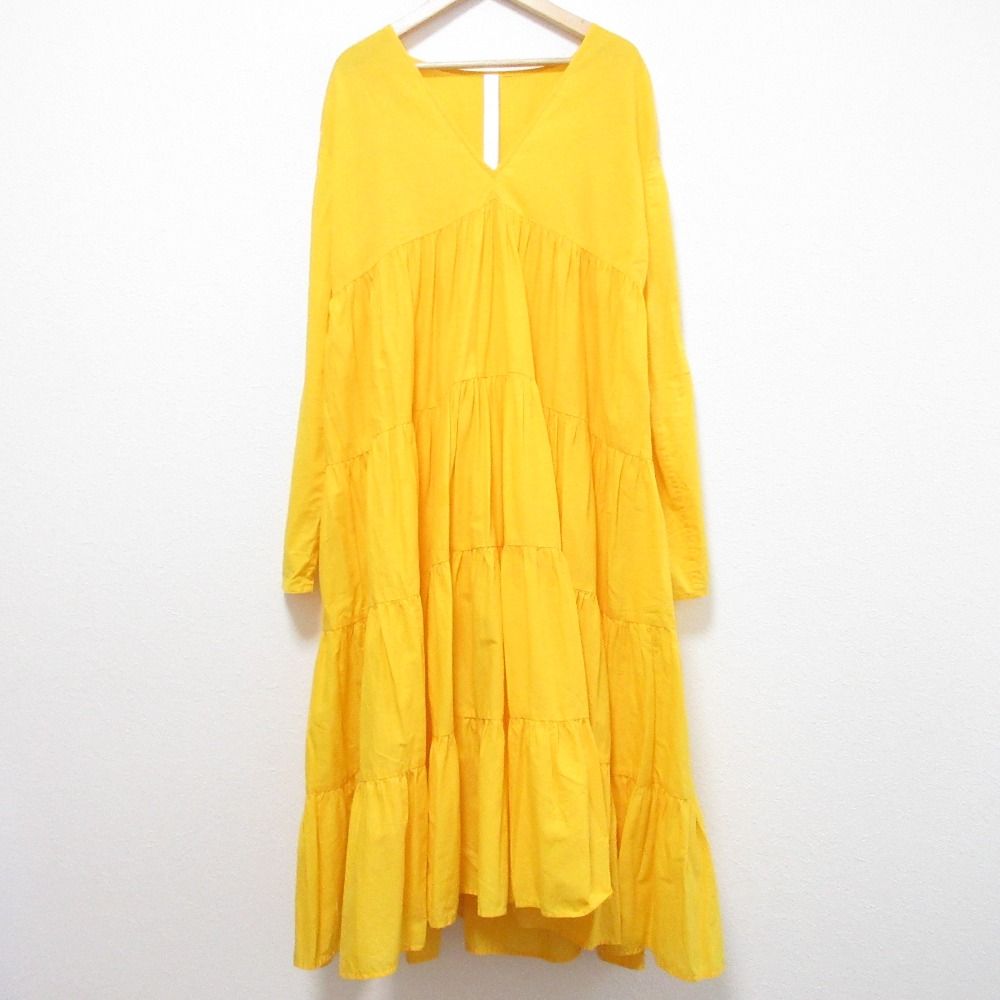 Merlette マーレット Vネック ティアード ドレス ワンピース 32068206055 サイズXS イエロー レディース 古着