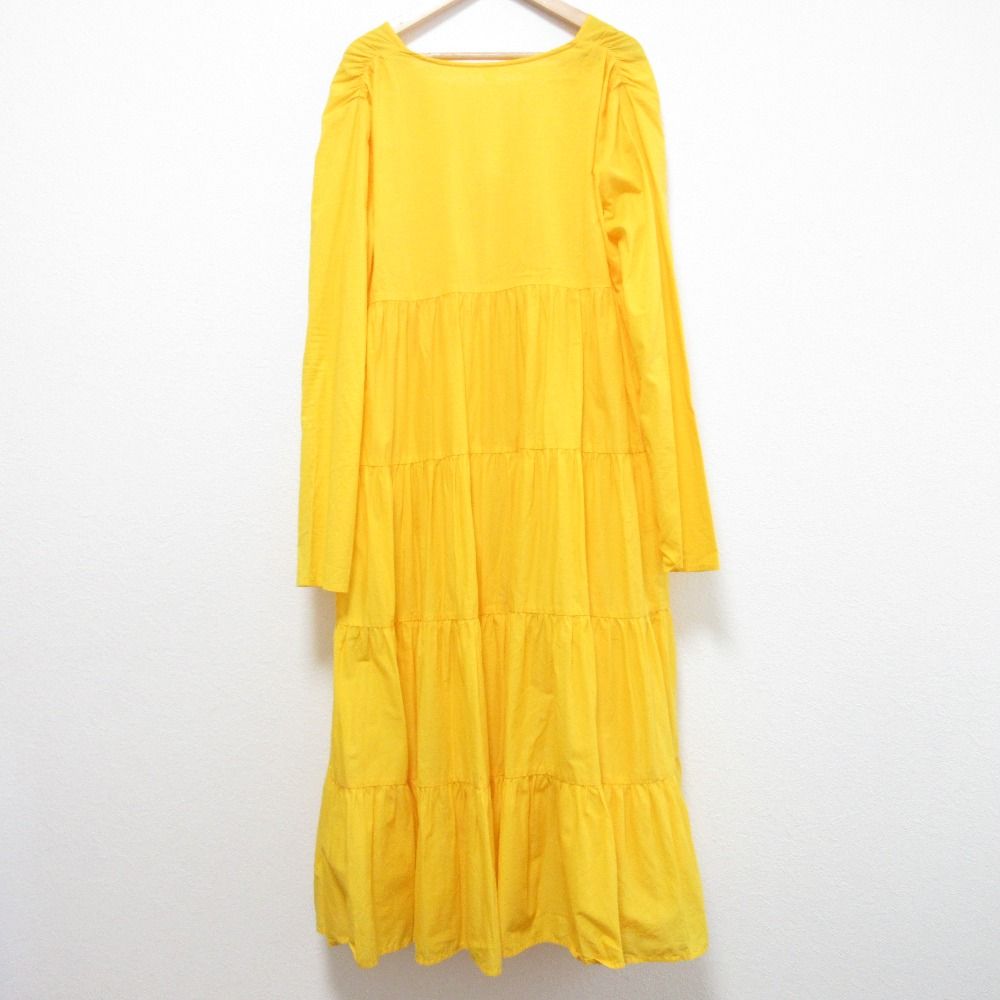 Merlette マーレット Vネック ティアード ドレス ワンピース サイズXS イエロー レディース 古着