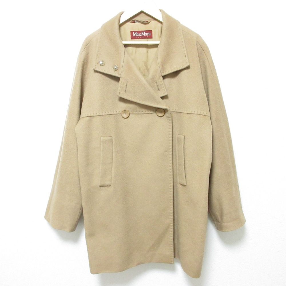 Max Mara STUDIO マックスマーラストゥーディオ ウール ダブルブレストコート サイズ40 キャメル レディース 古着