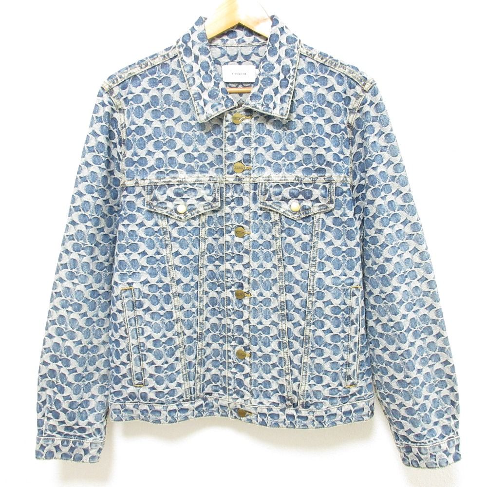 COACH コーチ オール オーバー シグネチャー デニムジャケット C9198 サイズM インディゴ メンズ 古着