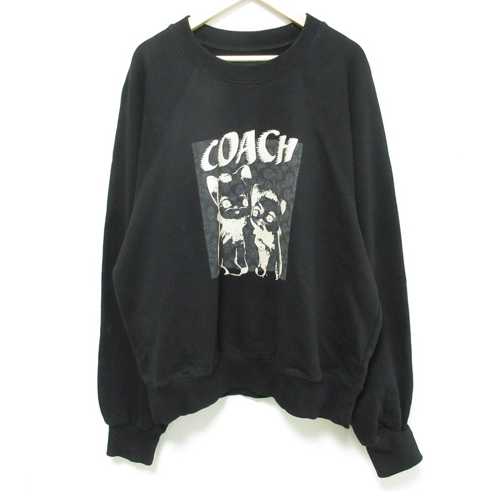 COACH コーチ LIL NAS X DROP BY COACH シグネチャー キャット スウェットシャツ トレーナー CQ739 サイズS ブラック メンズ レディース 古着
