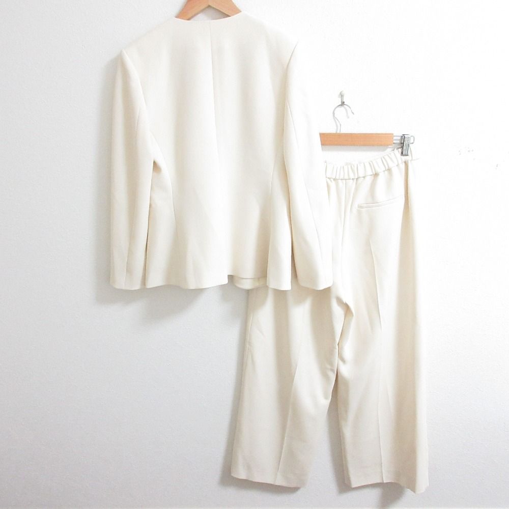 25SS Theory セオリー アドミラル クレープ ノー ジャケット パンツ セットアップ サイズ4 M アイボリー レディース 古着