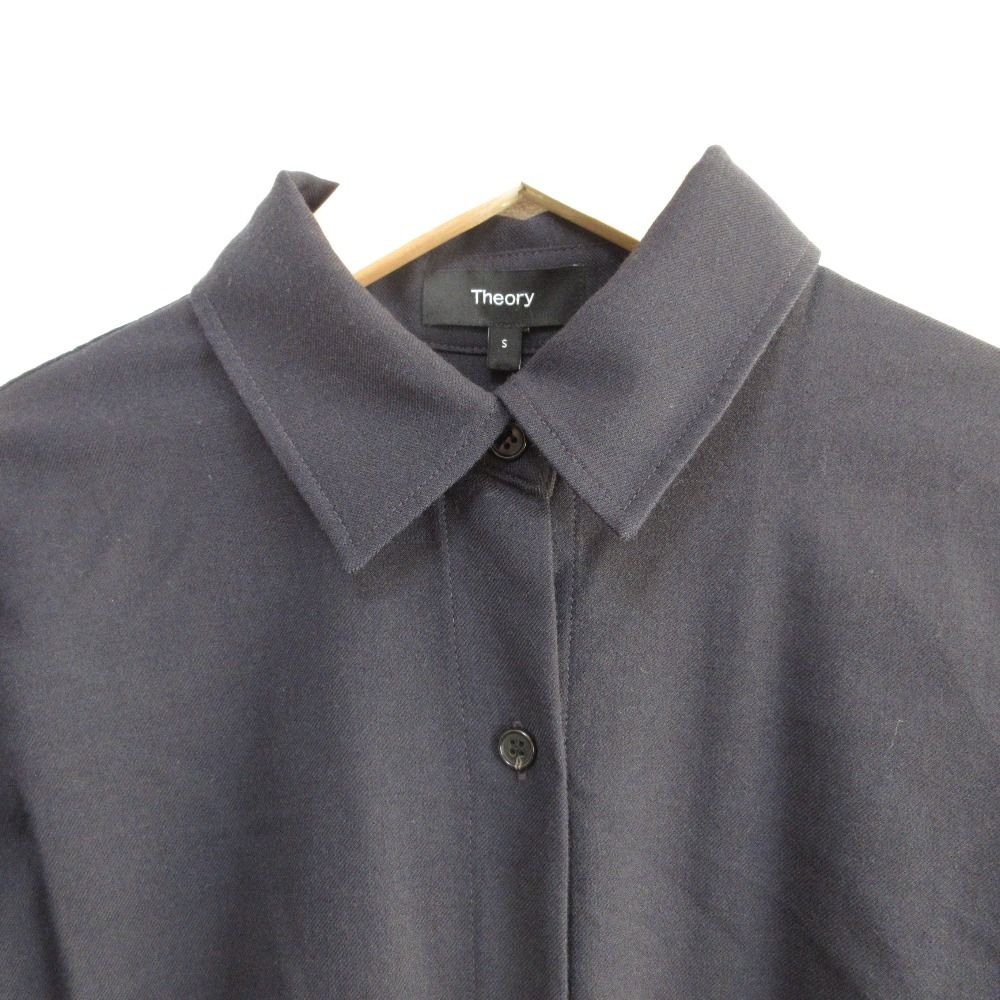  24 AW Theory セオリー WOOL PL FLANNEL OS MAXI シャツワンピース サイズS ネイビー レディース 古着 長袖 七分袖 その他