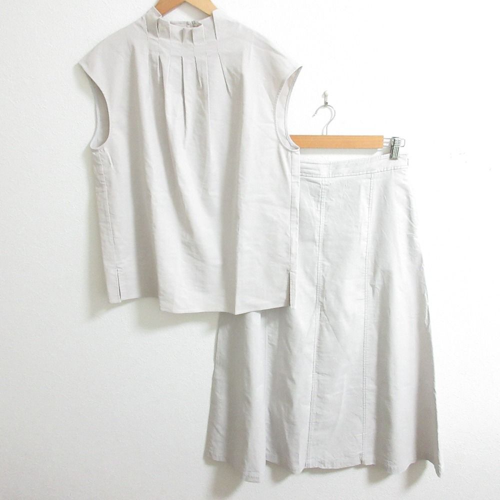 25 SS theory luxe セオリーリュクス LUSH LINEN SHAYNE ESLY ブラウス スカート セットアップ サイズ38 40 アイスグレー レディース 古着