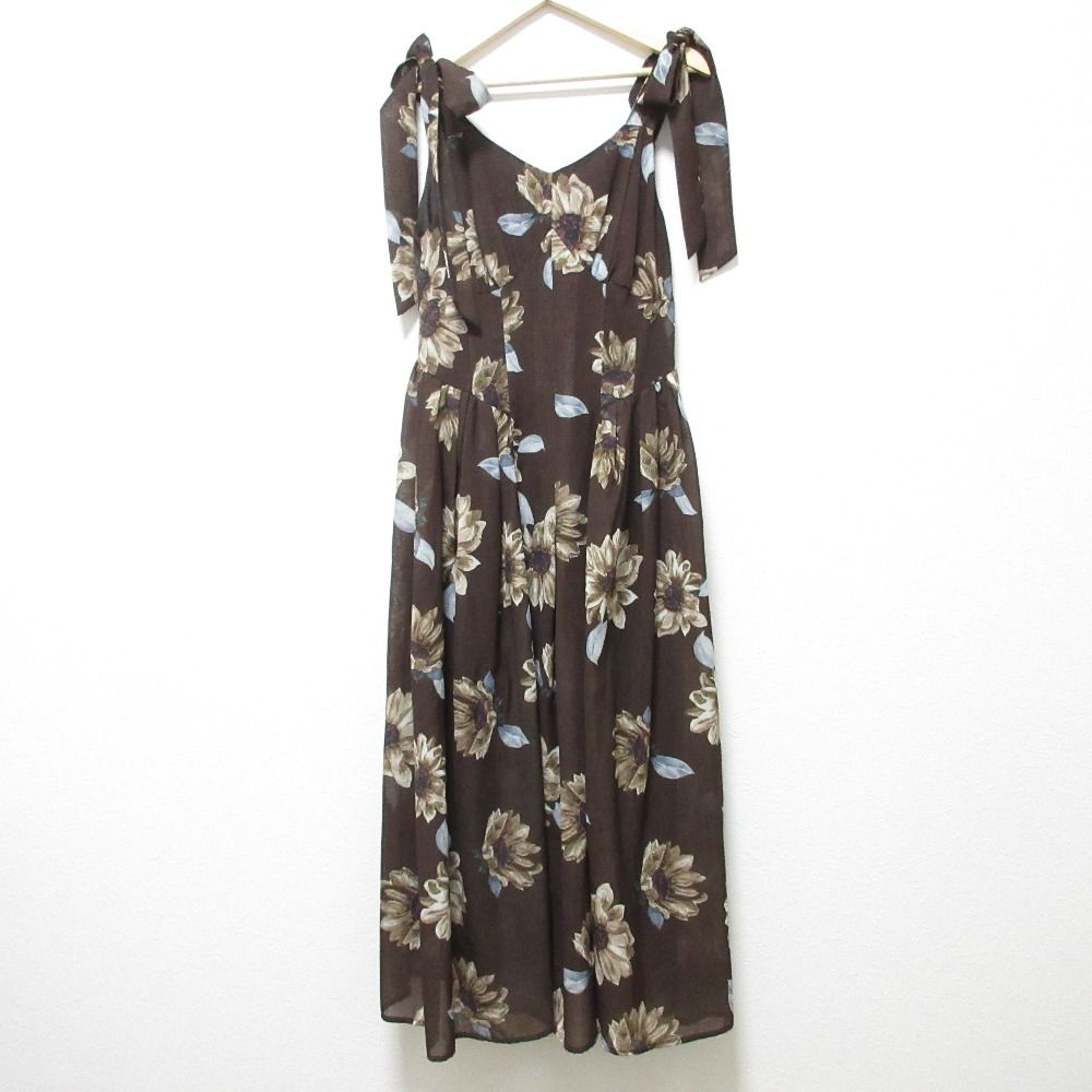 Her lip to ハーリップトゥ Sunflower-Printed Midi Dress ワンピース ドレス サイズS ブラウン レディース 古着