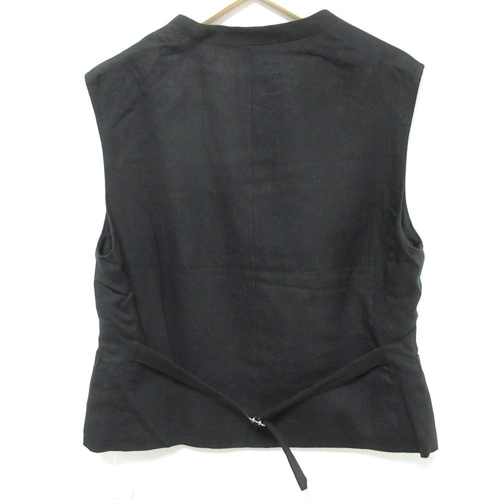 25SS HAUNT ハウント LINEN VEST リネンベスト ジレ サイズ38 ブラック レディース 古着