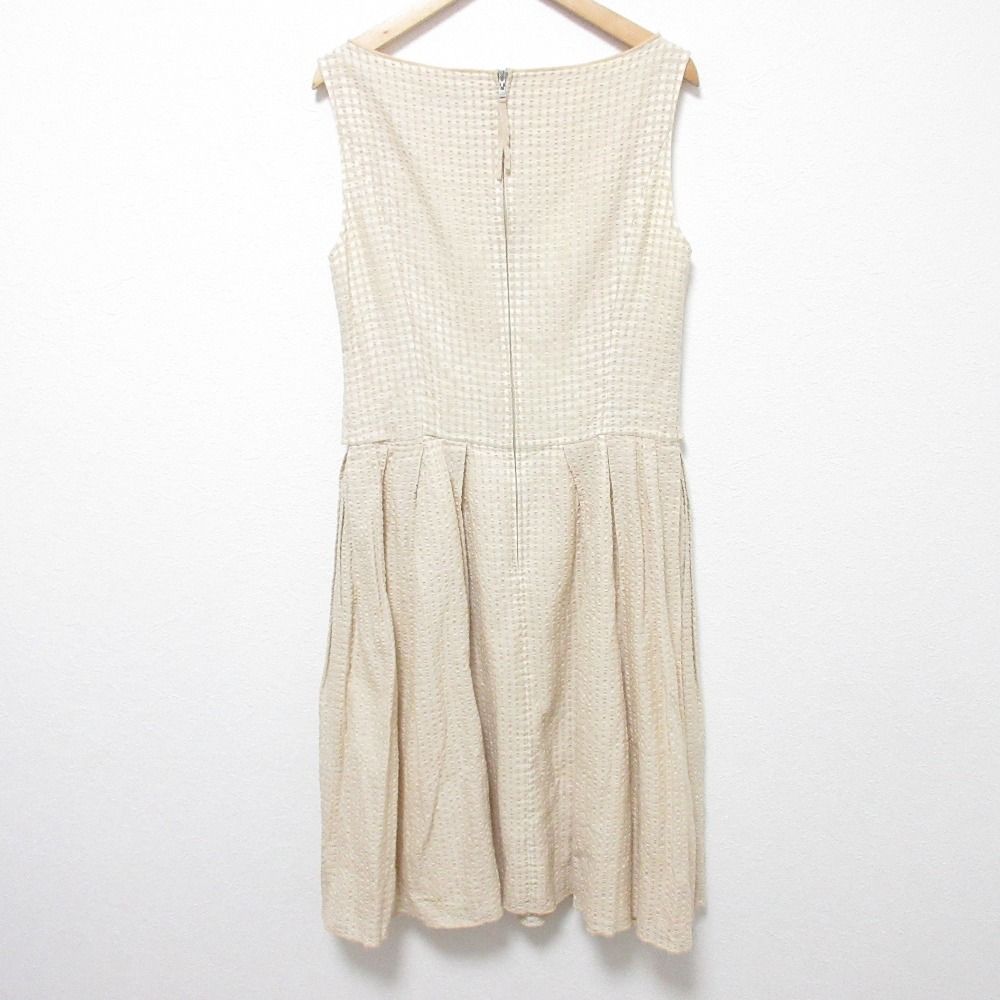 最新型 FOXEY フォクシー シルクブレンド ウエストリボン フ ワンピース 36920 サイズ40 ベージュ レディース 古着