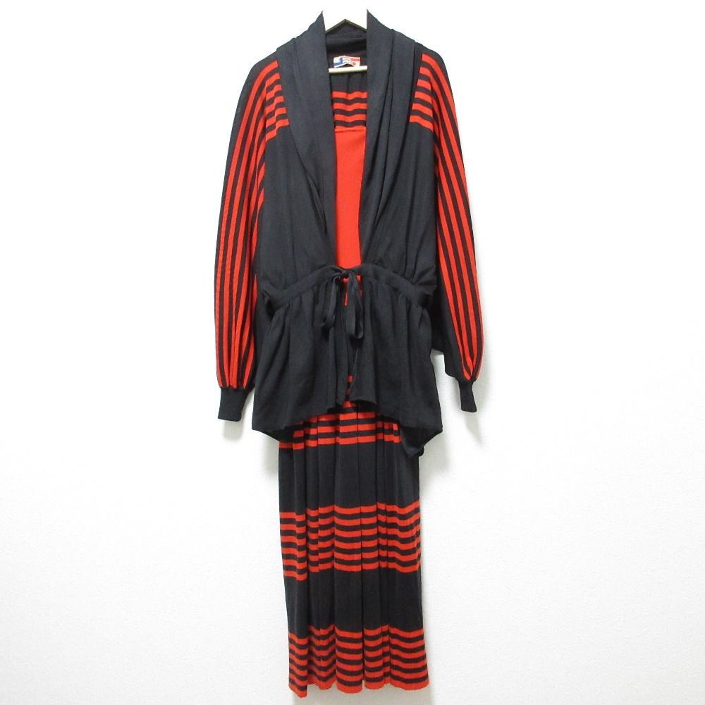 ISSEY MIYAKE イッセイミヤケ ヴィンテージ ワンピース ジャケット アンサンブル ブラック レッド レディース 古着