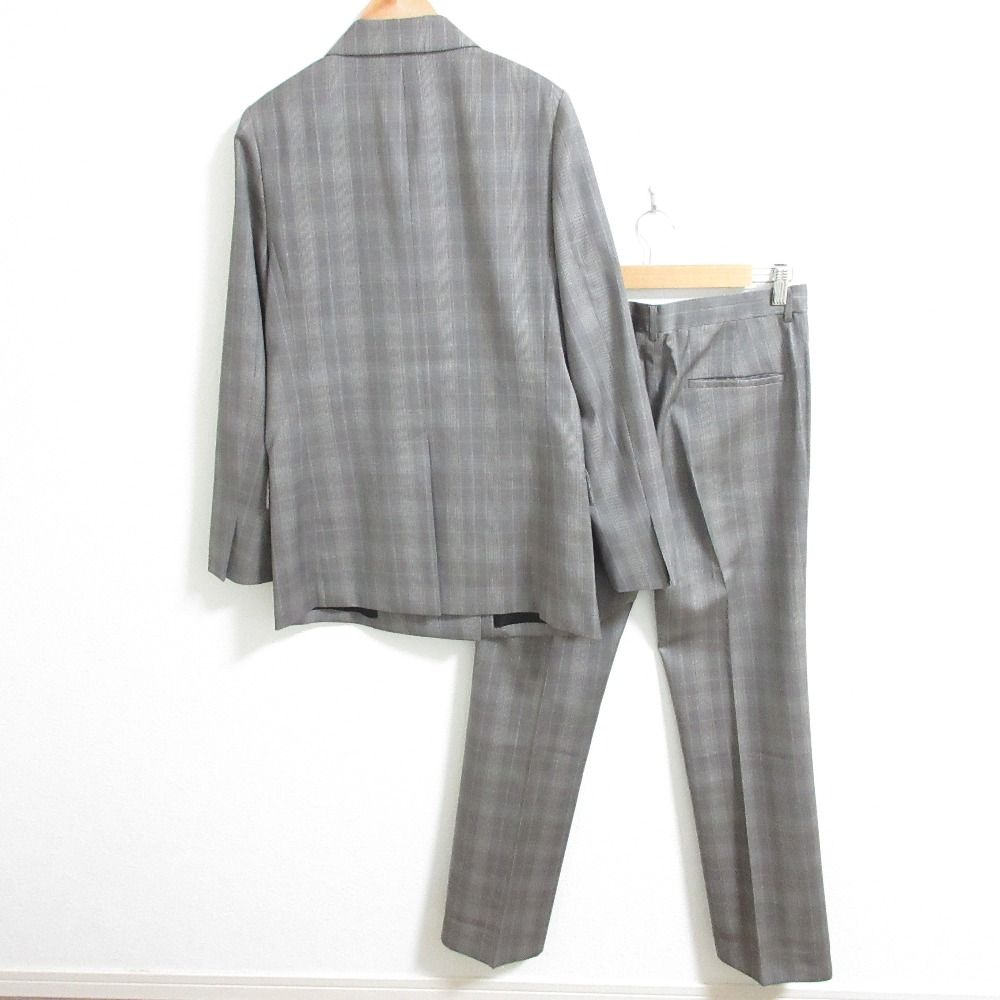 AP STUDIO エーピーストゥディオ Tollegno チェックジャケット パンツ スーツ セットアップ サイズ38 グレー レディース 古着