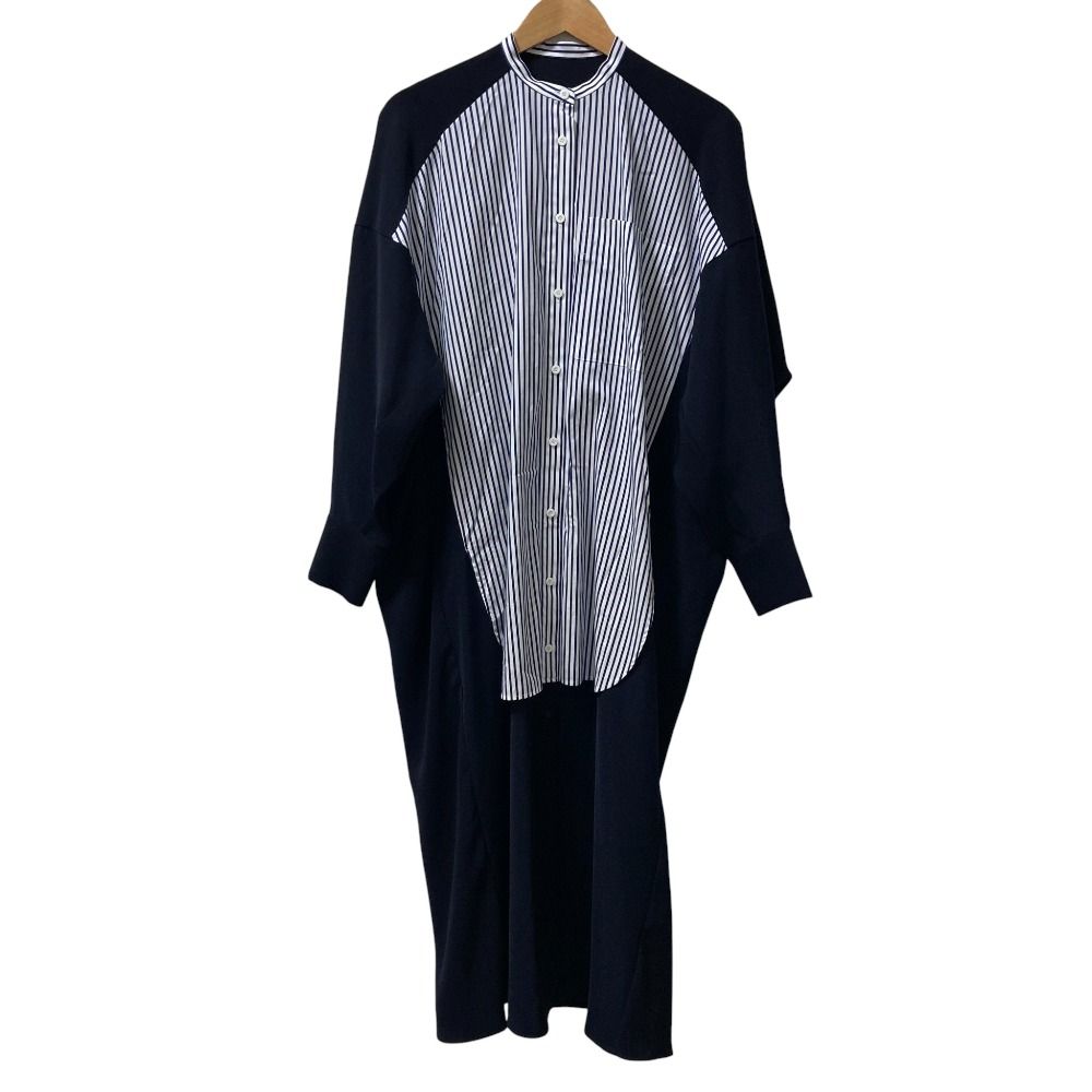 24SS ENFOLD エンフォルド SHIRT DOCKING DRESS シャツドッキングドレスダーク ワンピース サイズ38 ネイビー レディース 古着