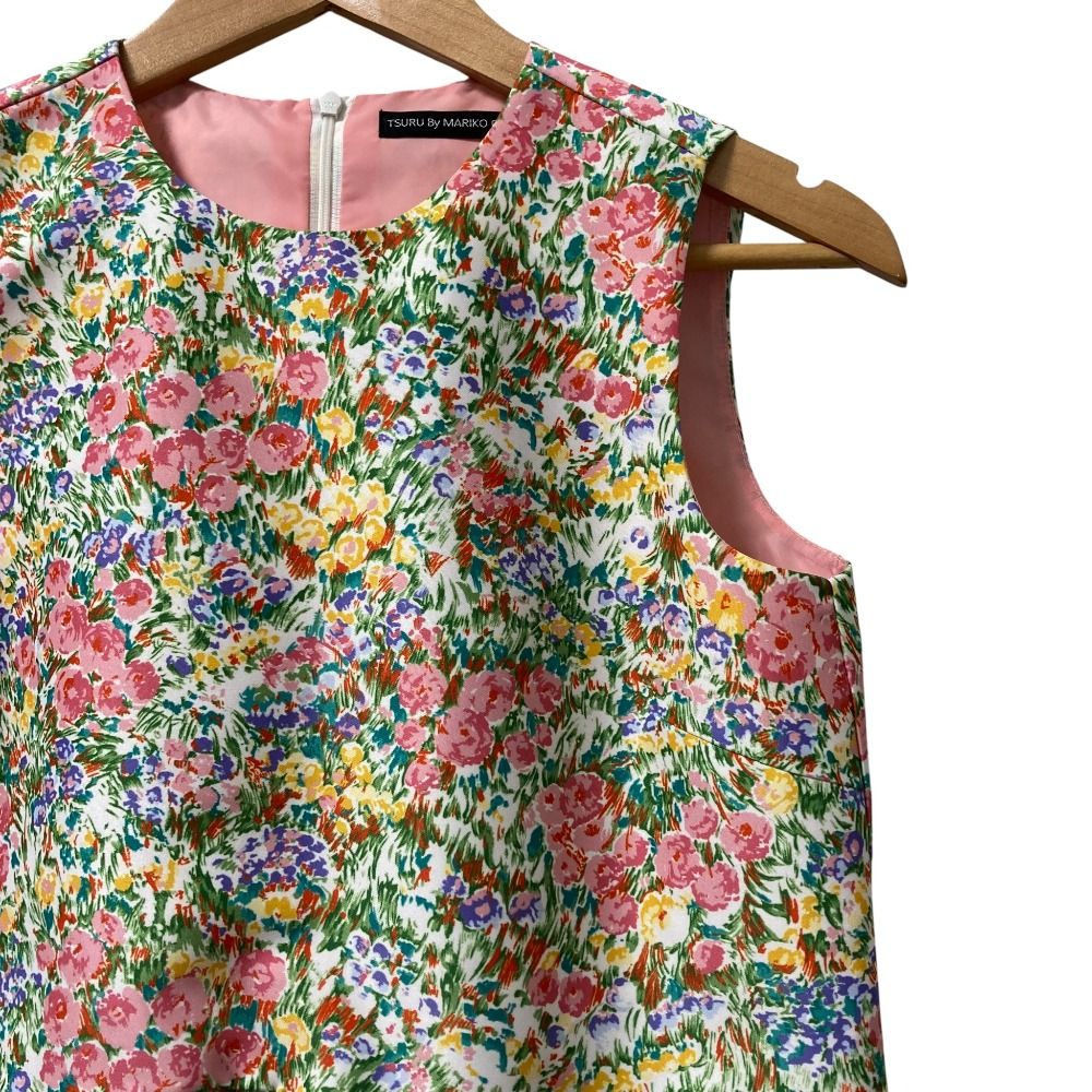 24SS TSURU by Mariko Oikawa ツルバイマリコオイカワ Matine バックリボン ブラウス BL-1249930 フリーサイズ ピンク×グリーン レディース 古着