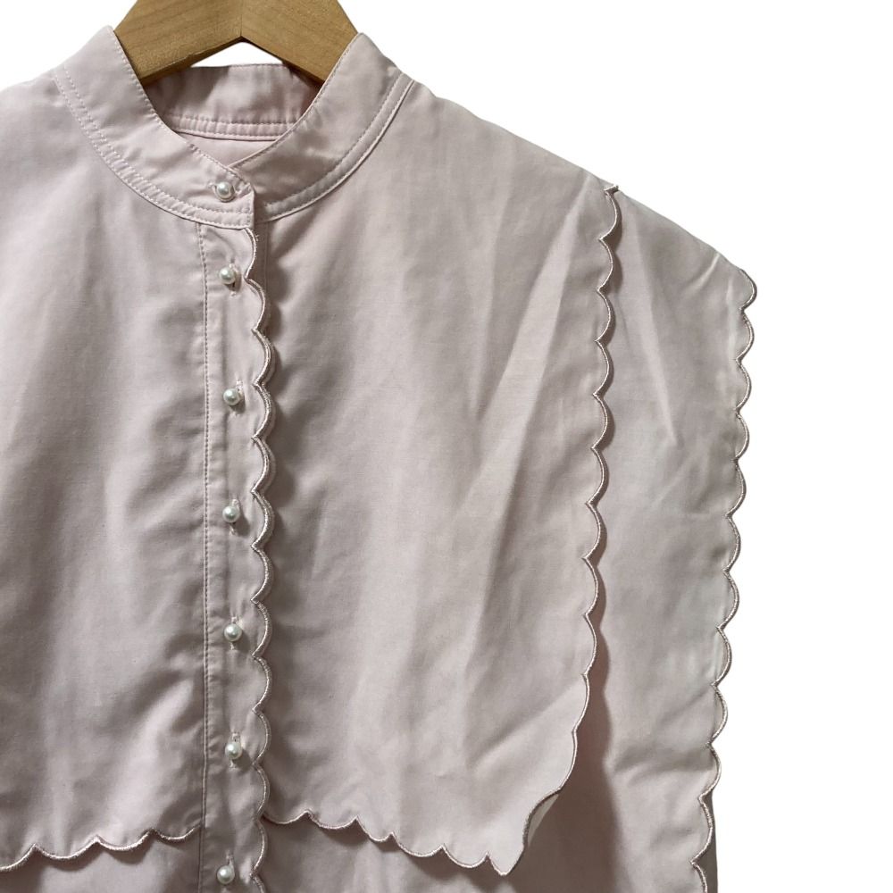 25SS TSURU by Mariko Oikawa ツルバイマリコオイカワ Joey パールボタン スカラップ ブラウス BL-1253360 フリーサイズ ピンク レディース 古着
