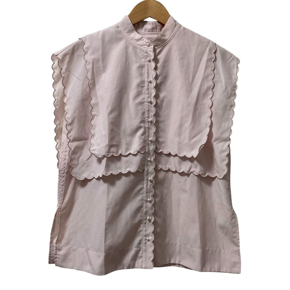 25SS TSURU by Mariko Oikawa ツルバイマリコオイカワ Joey パールボタン スカラップ ブラウス BL-1253360 フリーサイズ ピンク レディース 古着