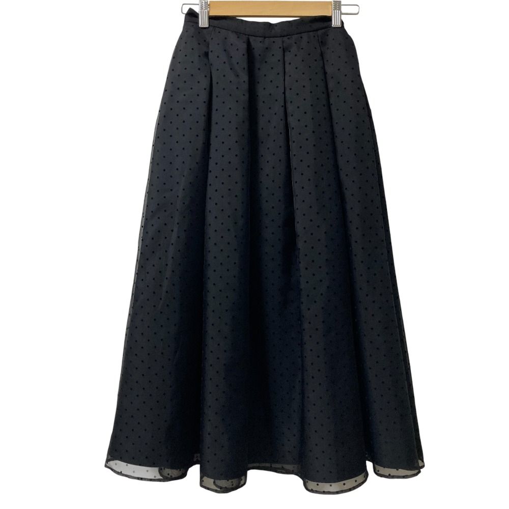 23AW TSURU by Mariko Oikawa ツルバイマリコオイカワ Ariana ドットチュール ロングスカート SK-2231310 サイズ34 ブラック レディース 古着