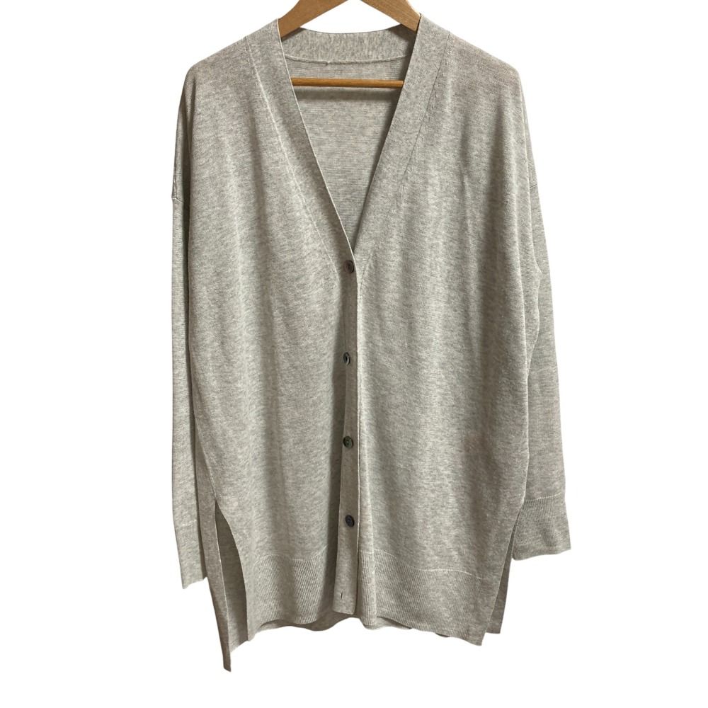 24SS Theory luxe セオリーリュクス SHEER KNIT ROUGE Vネック シアーニットカーディガン サイズ38 グレー レディース 古着