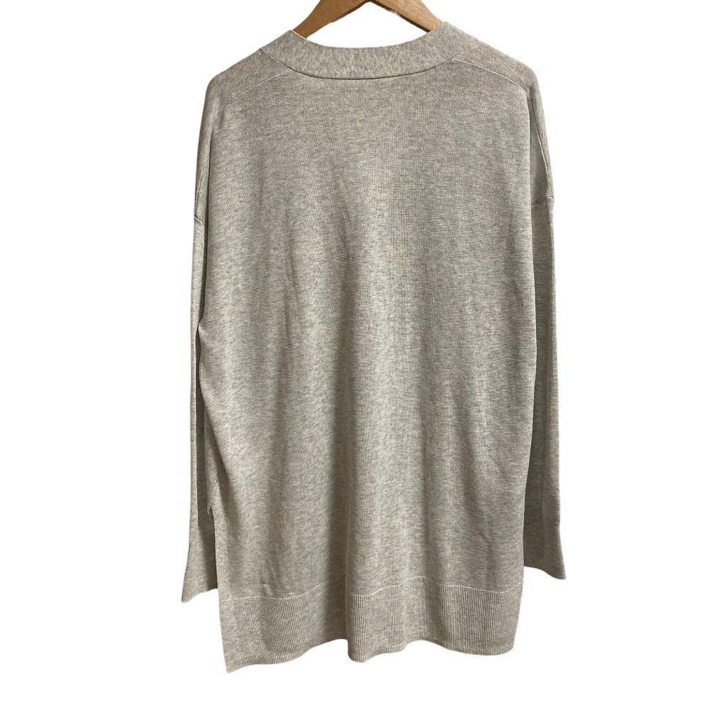 24SS Theory luxe セオリーリュクス SHEER KNIT ROUGE Vネック シアーニットカーディガン サイズ38 グレー レディース 古着