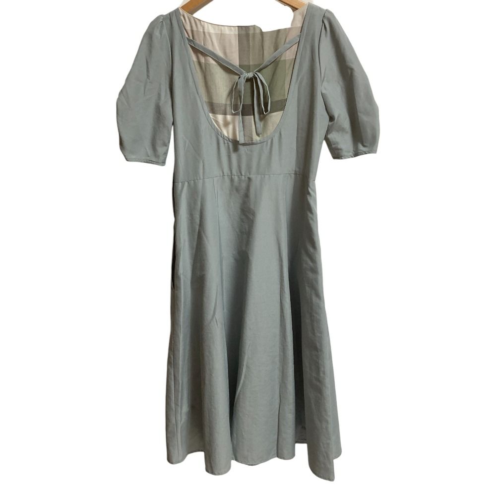 BLUE LABEL ブルーレーベルクレストブリッジ ギャザースリーブ バックリボン ワンピース サイズ36 ライトブルー レディース 古着