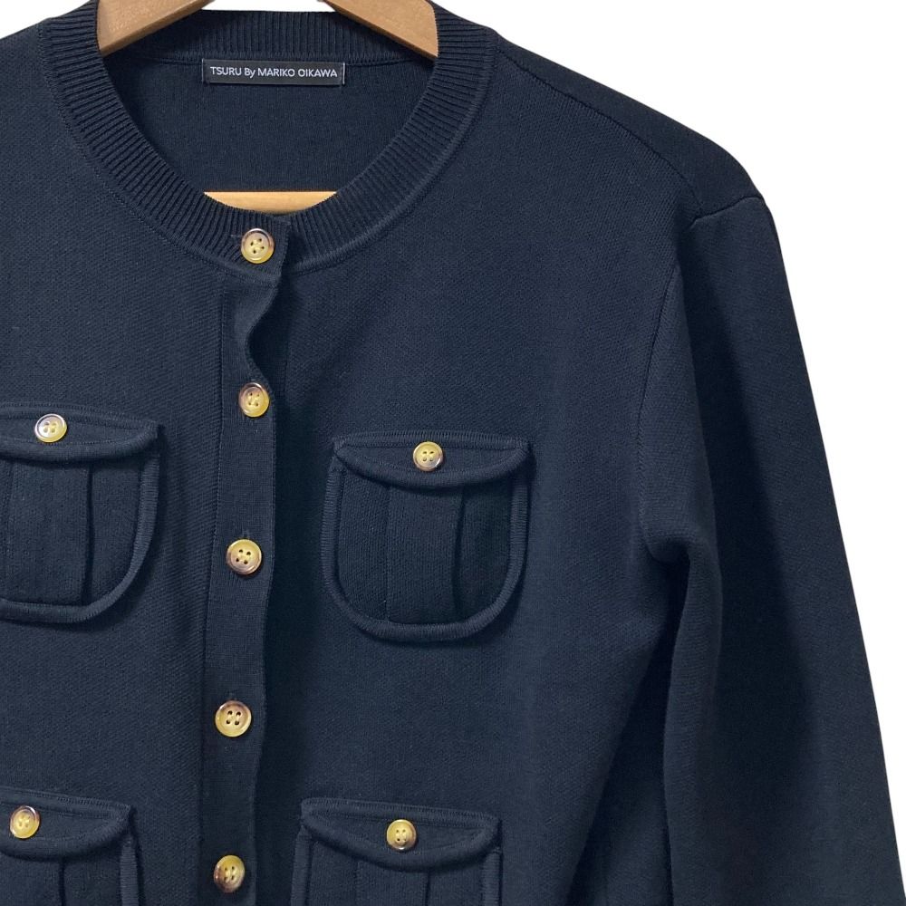 25SS TSURU by Mariko Oikawa ツルバイマリコオイカワ Malena ニットカーディガン KN-1253280 サイズF ブラック レディース 古着