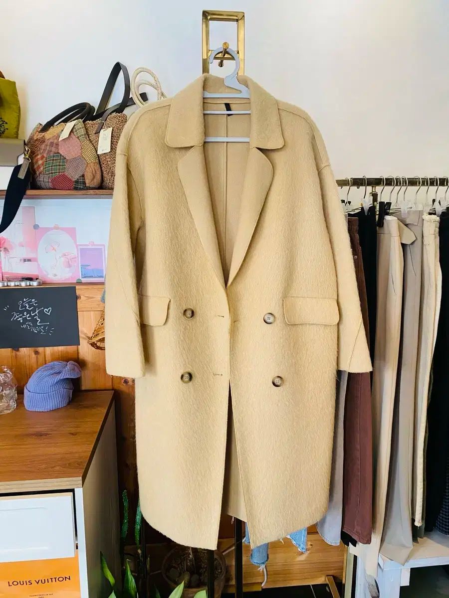 アルパカ アイボリー ダブルボタン コート