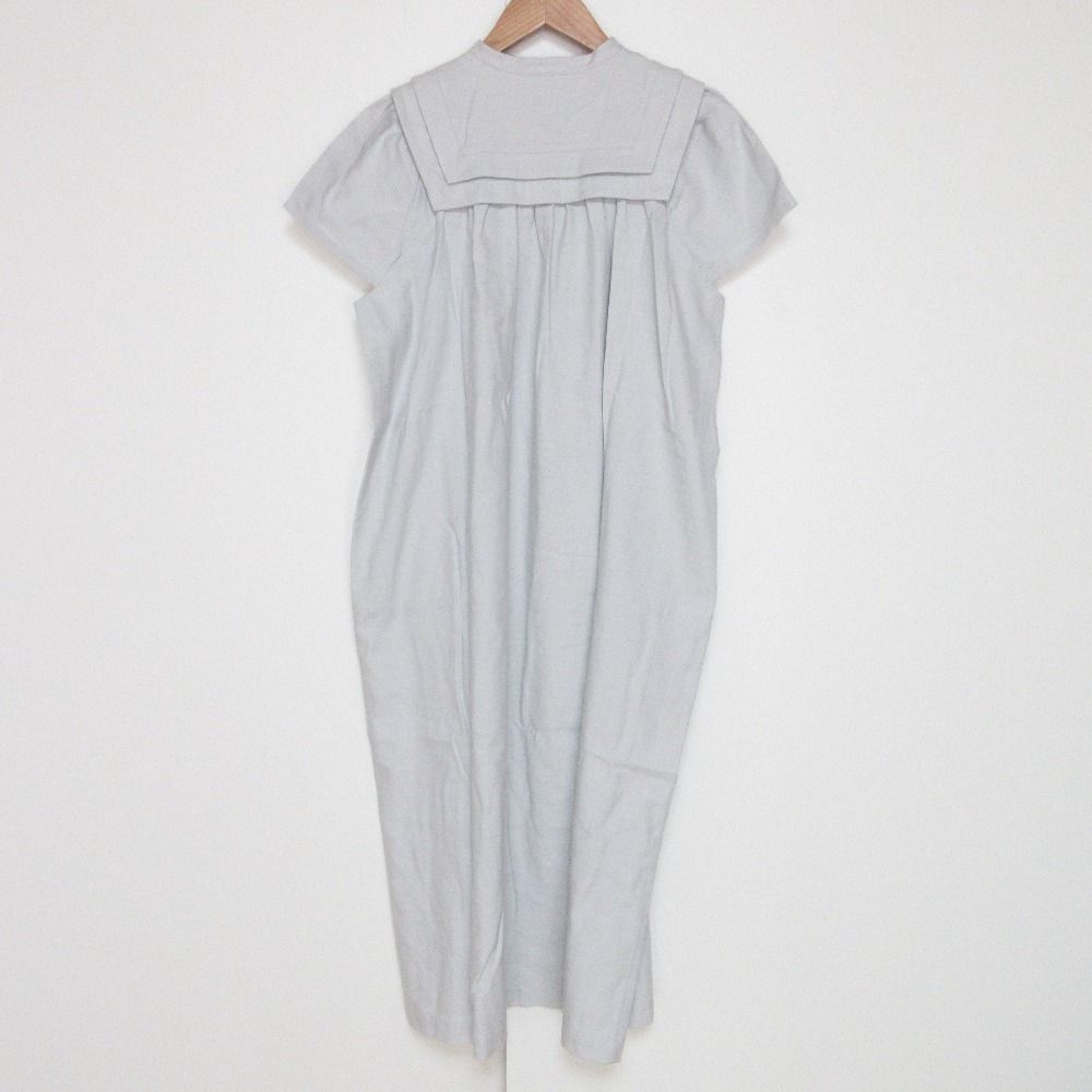 22 SS mina perhonen ミナペルホネン moon flower セーラー ワンピース aas 3952 サイズ38 ライトグレー レディース 古着