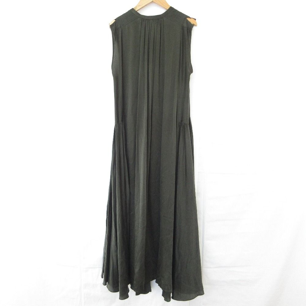 Chaos カオス サンディングシルク ノースリーブ フ ワンピース サイズF カーキ レディース 古着
