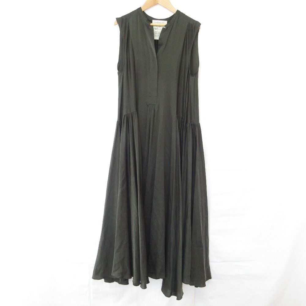 Chaos カオス サンディングシルク ノースリーブ フ ワンピース CH109004ER サイズF カーキ レディース 古着