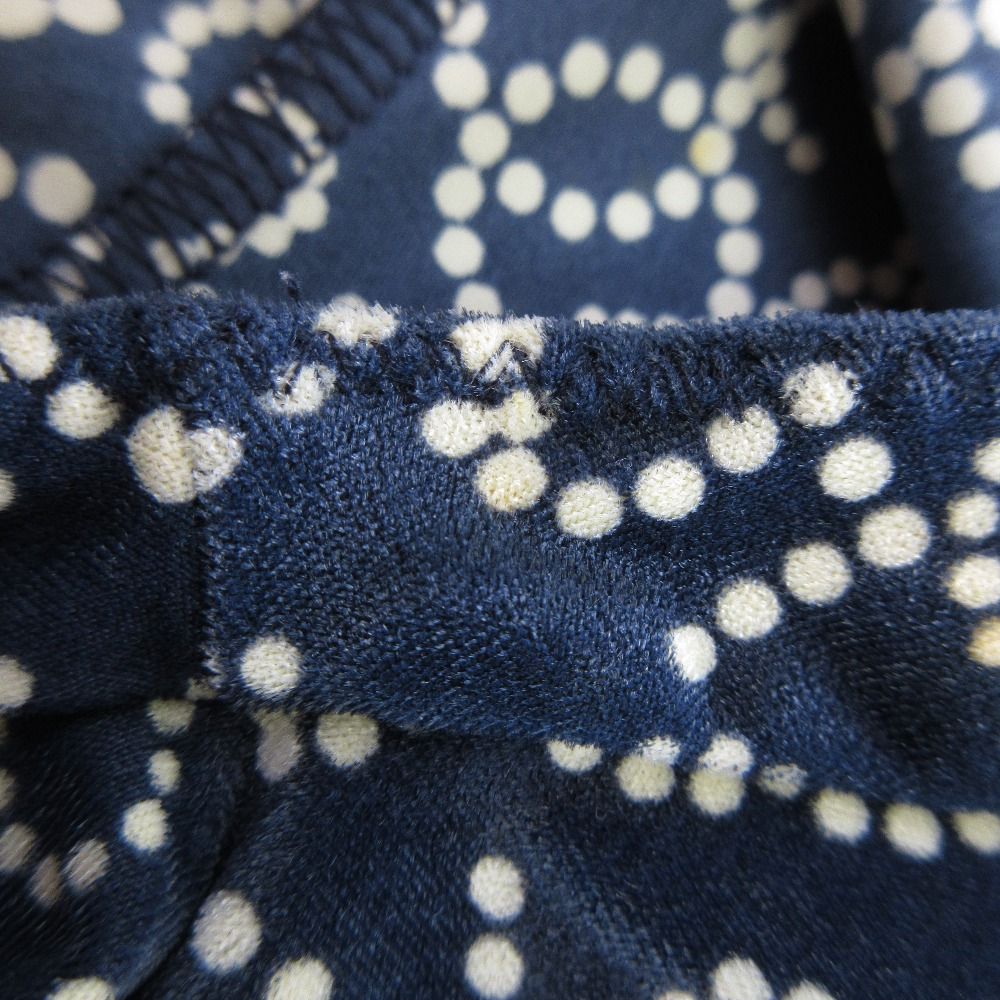  06 P CHANEL シャネル ココマーク ベロア 半袖カットソー ブラウス 28279 18300 サイズ42 ネイビー レディース 古着 半袖(Tシャツ) Tシャツ カットソー