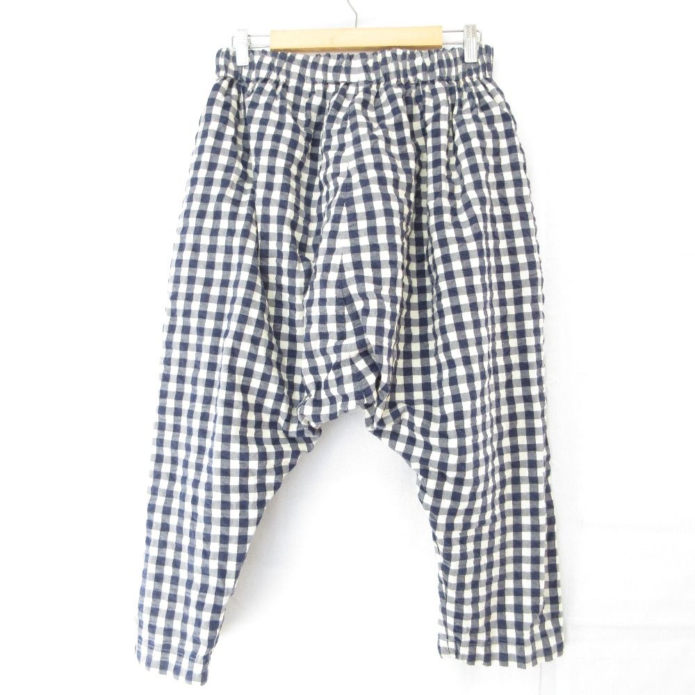 Veritecoeur ヴェリテクール ギンガムチェック柄 サルエルパンツ ネイビー ホワイト レディース 古着
