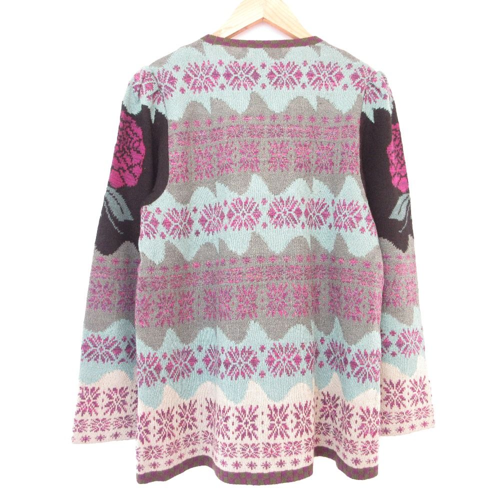 TOYOKO SAITO トヨコサイトウ フラワー刺繍 ニット カーディガン パープル マルチ レディース 古着