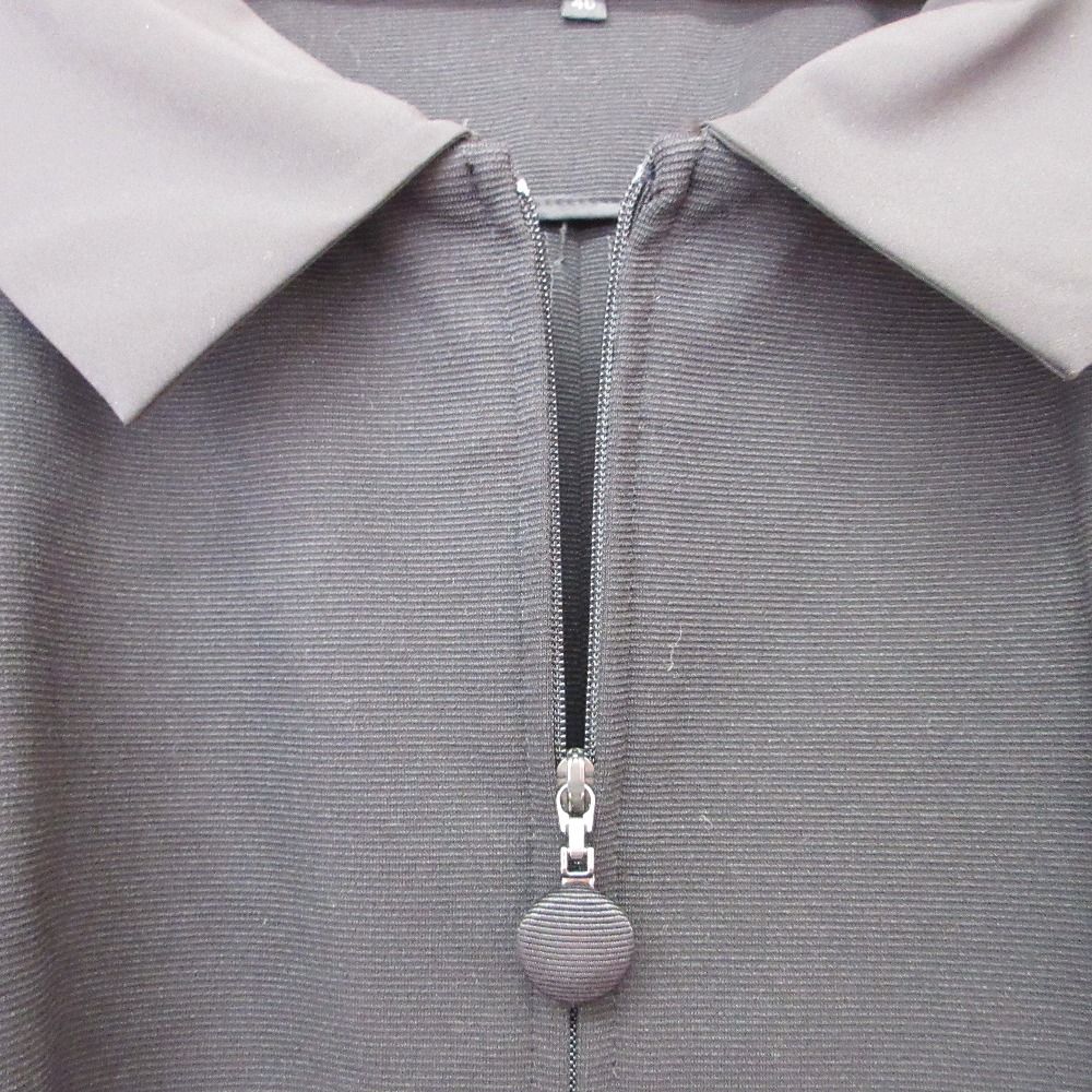  TO BE CHIC トゥービーシック 付け襟 ニット ワンピース コート 大きいサイズ 46 ブラック レディース 古着 半袖 ひざ丈ワンピース