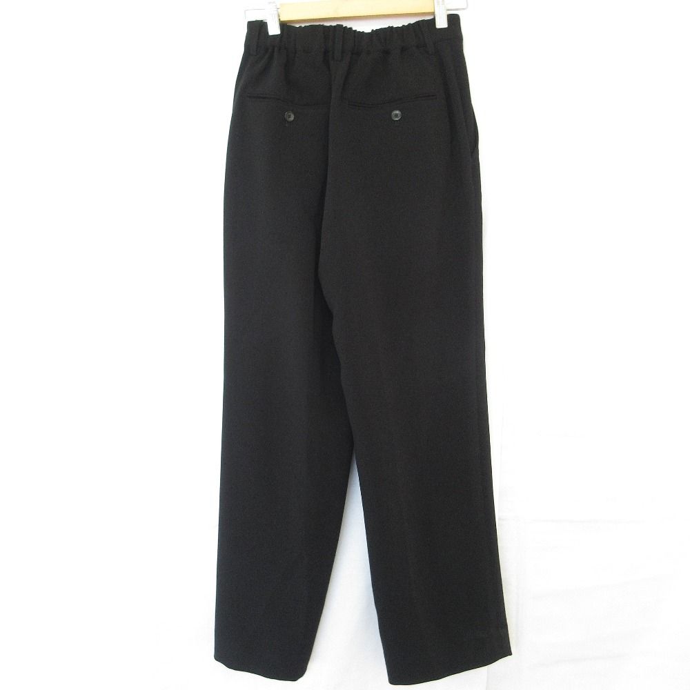 25SS FRAMeWORK フレームワーク トリアセ エアリークロス ストレートパンツ 36 ブラック レディース 古着