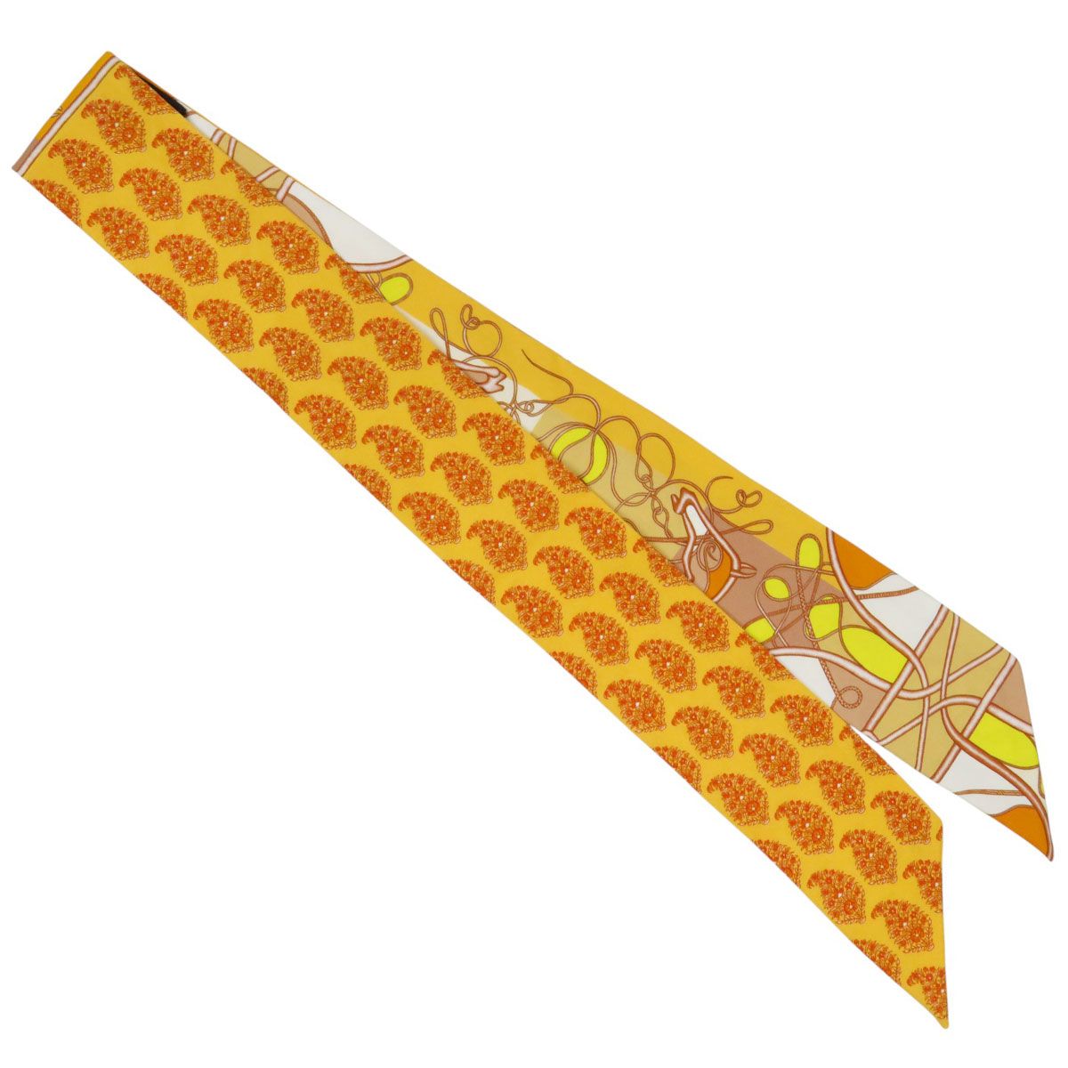 エルメス ツイリー Coup de Fouet au Bloc 鞭 ブロック スカーフ ユニセックス イエロー オレンジ HERMES アパレル 小物