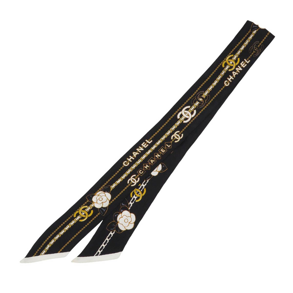シャネル ココマーク カメリア スカーフ レディース ブラック CHANEL アパレル 小物