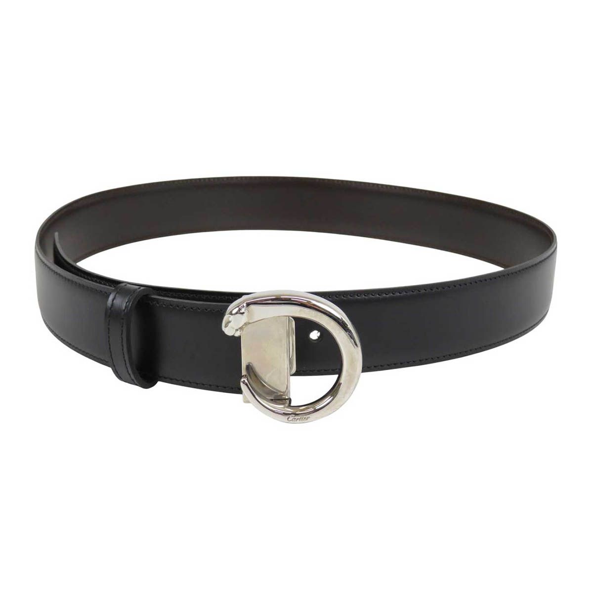 カルティエ パンテール リバーシブル ベルト レザー メタル ユニセックス ブラック ブラウン CARTIER アパレル 小物