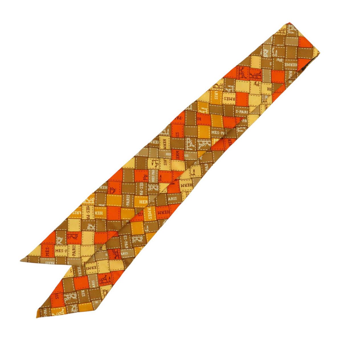 エルメス ツイリー B uc au Carre ボルデュック スカーフ ユニセックス ブラウン オレンジ HERMES アパレル 小物