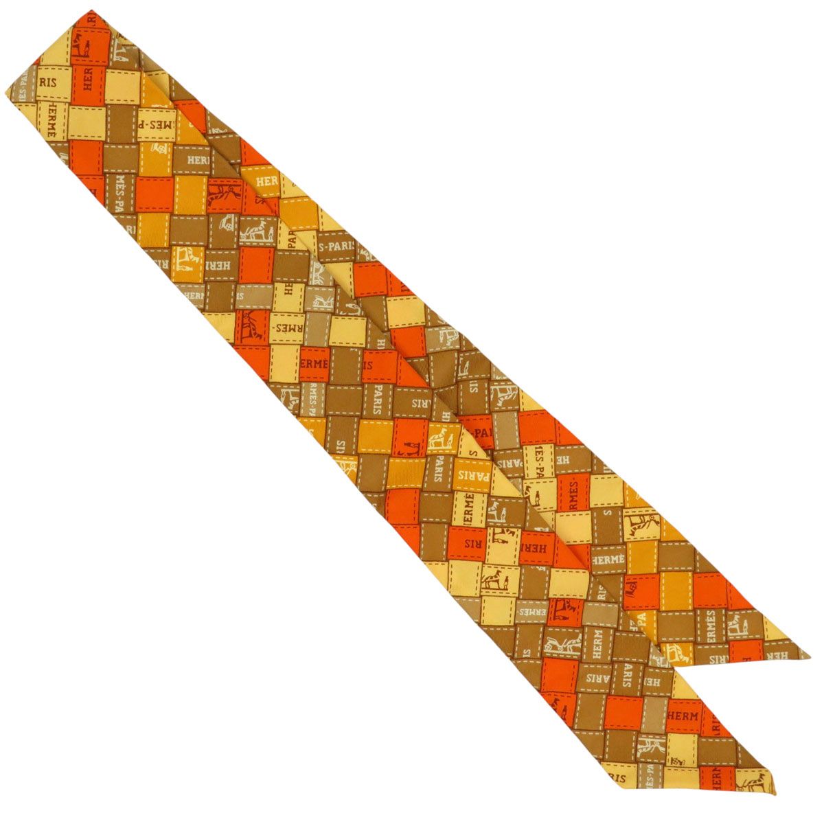 エルメス ツイリー B uc au Carre ボルデュック スカーフ ユニセックス ブラウン オレンジ HERMES アパレル 小物